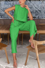 Load image into Gallery viewer, Side Strappy Cotton Linen Vest Trousers Set