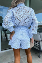 Load image into Gallery viewer, Single-breasted Stand Collar Lace Shorts Long Sleeve Suit