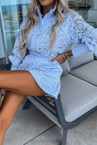 Single-breasted Stand Collar Lace Shorts Long Sleeve Suit