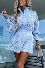 Load image into Gallery viewer, Single-breasted Stand Collar Lace Shorts Long Sleeve Suit
