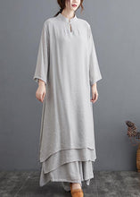 Load image into Gallery viewer, Spring Gray Medium Length Dress Casual Wide Leg Pants Two Piece Set