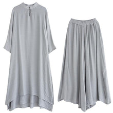 Load image into Gallery viewer, Spring Gray Medium Length Dress Casual Wide Leg Pants Two Piece Set
