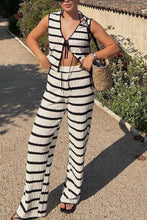 Load image into Gallery viewer, Striped Knit Tie-up Tank Top Pants Suits