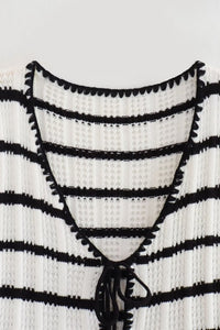 Striped Knit Tie-up Tank Top Pants Suits