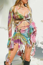 Load image into Gallery viewer, Tie Dyed Fringe Vest Cover-up Three-piece Skirt Suits