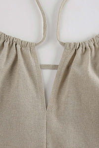 Tie-up Cutout Cotton Tank Top Long Pants Suits