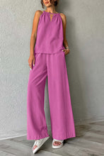 Load image into Gallery viewer, Tie-up Cutout Cotton Tank Top Long Pants Suits