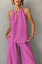 Load image into Gallery viewer, Tie-up Cutout Cotton Tank Top Long Pants Suits
