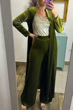Load image into Gallery viewer, Velvet Slit Long Cardigan Two-piece Pants Suits