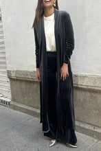 Load image into Gallery viewer, Velvet Slit Long Cardigan Two-piece Pants Suits