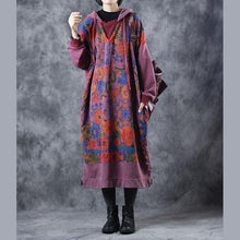 Load image into Gallery viewer, Vintage Loose Hoodie Print Long Fleece Dresses