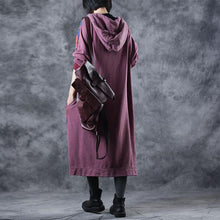 Load image into Gallery viewer, Vintage Loose Hoodie Print Long Fleece Dresses