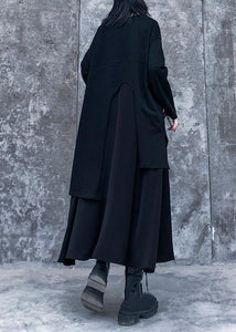 Vivid black cotton clothes Women Layered Traveling spring Dresses
