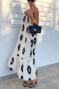 Plenty of Sunshine Ethnic Print One Shoulder Loose Maxi Dress