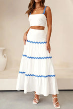 Load image into Gallery viewer, Wavy Cami Vest Tiered Midi Skirt Suits