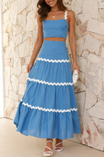 Load image into Gallery viewer, Wavy Cami Vest Tiered Midi Skirt Suits