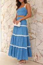 Load image into Gallery viewer, Wavy Cami Vest Tiered Midi Skirt Suits