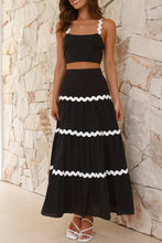 Load image into Gallery viewer, Wavy Cami Vest Tiered Midi Skirt Suits