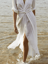Load image into Gallery viewer, Women's Cotton And Linen Loose Solid Color Dress