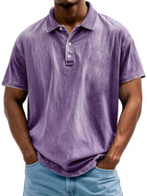 Load image into Gallery viewer, Men's Vintage Washed And Distressed Pure Cotton Lapel Short-sleeved Polo Shirt