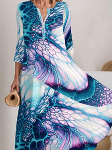 Women's Watercolor Splash Art Colorful Flowing Dress