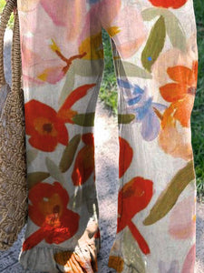 Women's Vintage Art Floral Printed Cotton And Linen Casual Pants