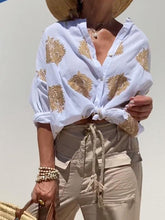 Load image into Gallery viewer, Casual embroidered cotton and linen shirt top