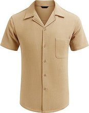 Load image into Gallery viewer, Men's Cuban Collar Pocket Waffle Basic Simple Everyday Casual Shirt