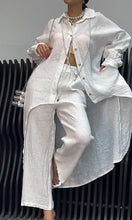 Load image into Gallery viewer, Women's Linen Back Cut-Out Shirt And Trousers Two-Piece Set
