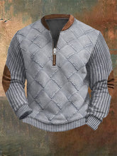 Load image into Gallery viewer, Men's Vintage Knit Print Zip-Up Sweatshirt