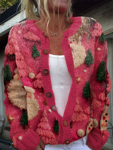 Women's Christmas Tree Merry Knit Cardigan