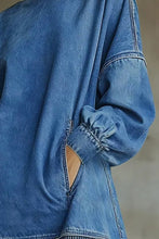 Load image into Gallery viewer, Women Casual Denim Blue Mini Dress Turtleneck H-Line Fall Daily