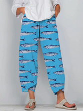 Load image into Gallery viewer, Japanese Red Sardines Art Print Cropped Pants