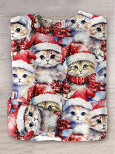 Load image into Gallery viewer, Christmas Cat Art Print Knit Pullover Sweater