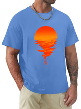 Load image into Gallery viewer, Men's Hawaiian Sunset Print Solid Color Short Sleeve T-Shirt