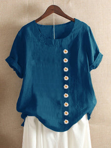 Women's Daisy Round Neck Loose Blouse