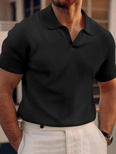 Load image into Gallery viewer, Men's waffle polo V-neck short sleeve t-shirt