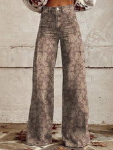 Load image into Gallery viewer, Women&#39;s Brown Light Flowers Print Casual Wide Leg Pants