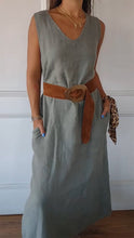 Load image into Gallery viewer, V-neck Belted Waist Dress
