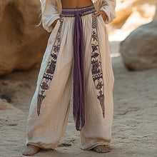 Load image into Gallery viewer, Women's Casual Bohemia Vacation Linen Style Long Loose Wide-leg Trouser Pants