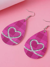 Load image into Gallery viewer, Valentine's Day Plaid Love Drop Earrings