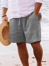 Load image into Gallery viewer, Men's Solid Color Drawstring Breathable Cotton and Linen Beach Shorts