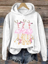Load image into Gallery viewer, Women's Christmas Flamingo Print Casual Hoodie