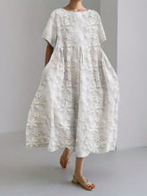 Load image into Gallery viewer, Floral Lace Embroidered Linen Blend Maxi Dress