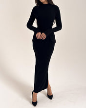 Load image into Gallery viewer, Fashion Solid Color Half High Collar Long Sleeve Dress