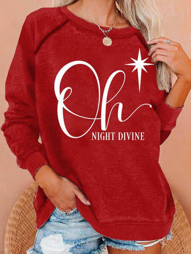 Women's Christmas Oh Night Divine Casual Long Sleeve Sweatshirt