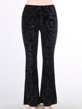 Load image into Gallery viewer, Halloween Gothic Dark Flocking Embossed Boot Cut Pants