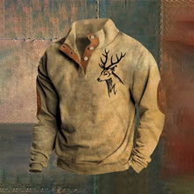 Load image into Gallery viewer, Men&#39;s Vintage Elk Standing Neck Sweatshirt