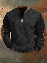 Load image into Gallery viewer, Men's Vintage Knit Print Zip-Up Sweatshirt
