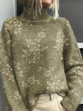 Load image into Gallery viewer, Women's Vintage Lovely Floral Art Print Knit Turtleneck Pullover Sweater